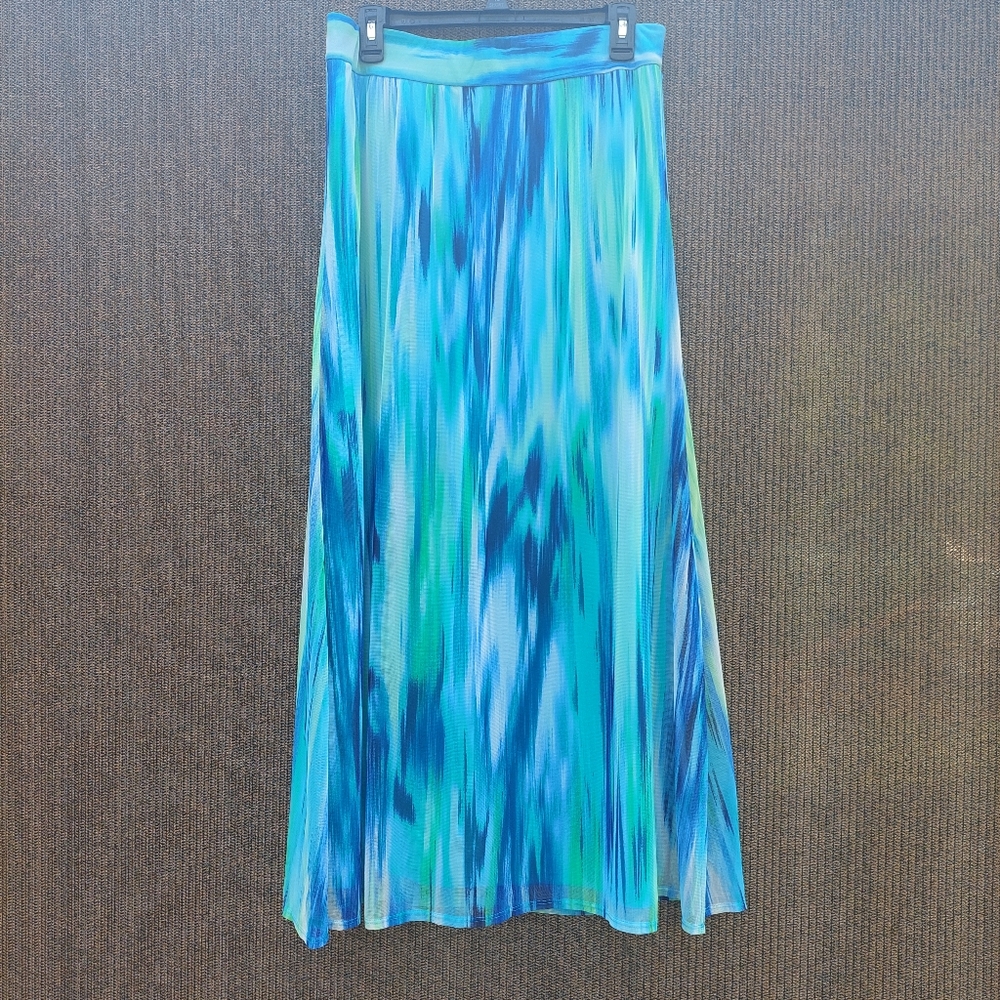 Chicos Vibrant Blue and Green Maxi Skirt - Chico"s Size 1